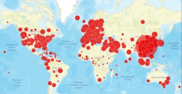 Карта распространения коронавируса в мире